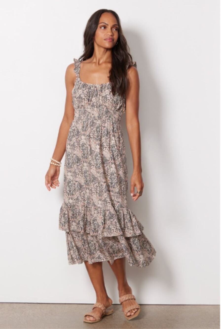PAIGE NWT Gisela Ruffle Midi Dress // M